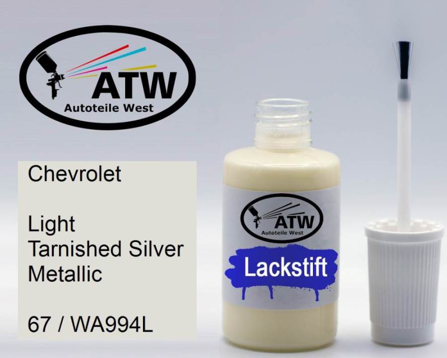 Chevrolet, Light Tarnished Silver Metallic, 67 / WA994L: 20ml Lackstift, von ATW Autoteile West.